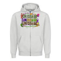 Dove Grey louisiana louisiana louisiana mardi gras Zipper Hoodie - OliviaCreatesArt