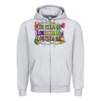 Heather Grey louisiana louisiana louisiana mardi gras Zipper Hoodie - OliviaCreatesArt