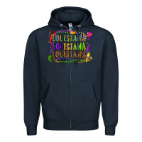 Navy louisiana louisiana louisiana mardi gras Zipper Hoodie - OliviaCreatesArt