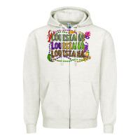 Oatmeal Heather louisiana louisiana louisiana mardi gras Zipper Hoodie - OliviaCreatesArt