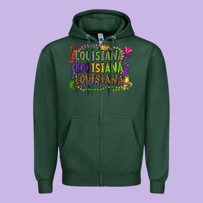 Louisiana Louisiana Louisiana Mardi Gras Zipper Hoodie Designed By Oliviacreatesart