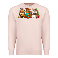 Pale Pink Halloween thanksgiving christmas coffee cups Premium Sweatshirt - FaDigitalArtStudio