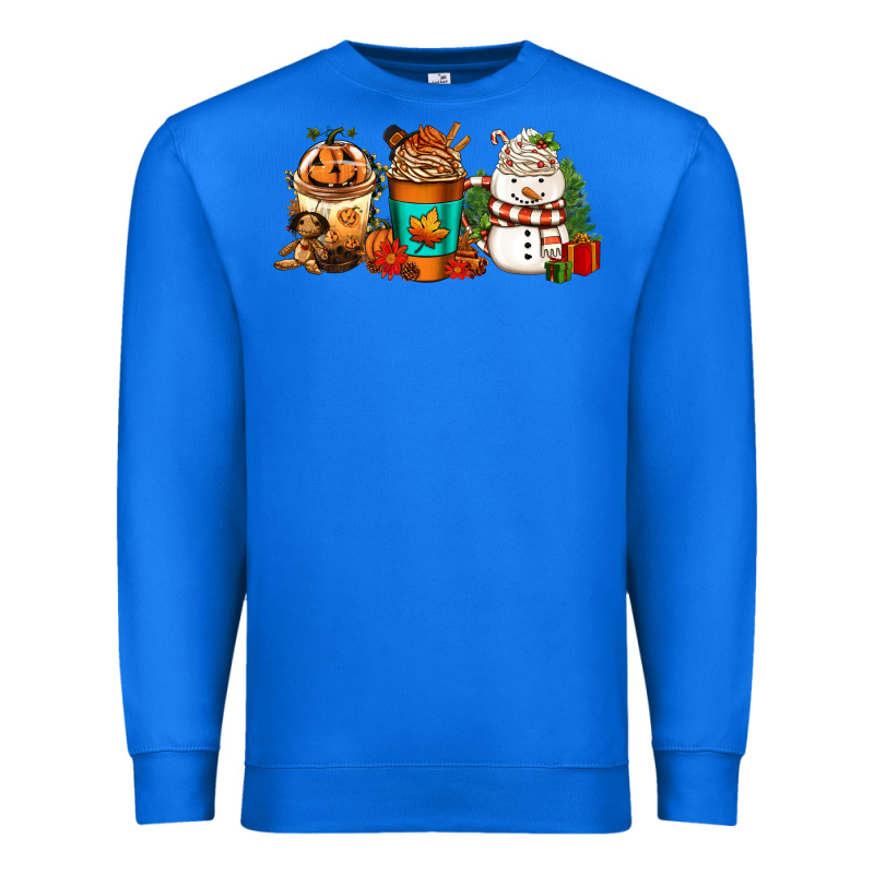 Halloween Thanksgiving Christmas Coffee Cups Premium Sweatshirt by FaDigitalArtStudio | Teevron