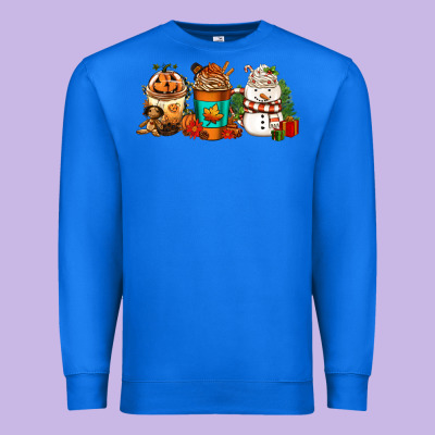 Halloween Thanksgiving Christmas Coffee Cups Premium Sweatshirt Designed By Fadigitalartstudio