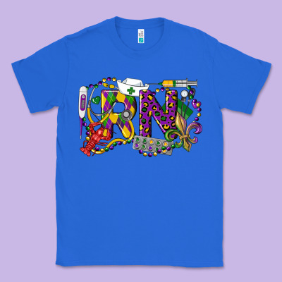 Rn Registered Nurse Mardi Gras Classic Tee Designed By Lillyallendesigns