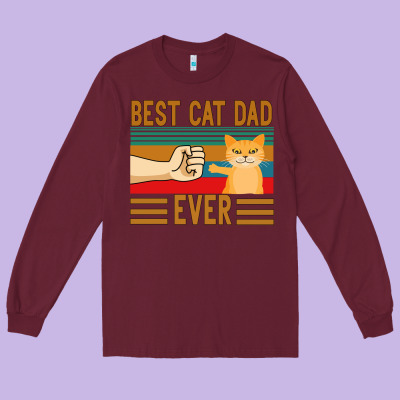 Best Cat Dad Ever Long Sleeve Tee Designed By Bettercallsaul