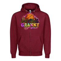 Burgundy basketball granny Zipper Hoodie - OliviaCreatesArt