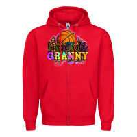 Red basketball granny Zipper Hoodie - OliviaCreatesArt