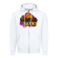 White basketball granny Zipper Hoodie - OliviaCreatesArt