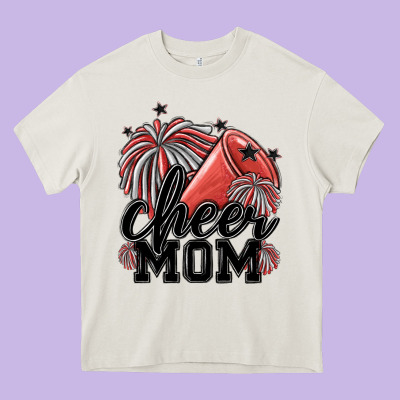 Cheer Mom Heavy Core Tee Designed By Maliassmallbusiness