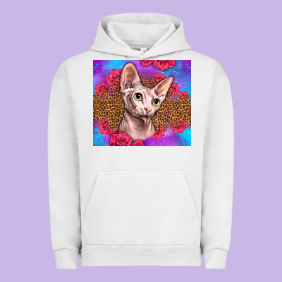 Purple Glitter Roses Sphynx Cat Urban Hoodie Designed By Lillyallendesigns