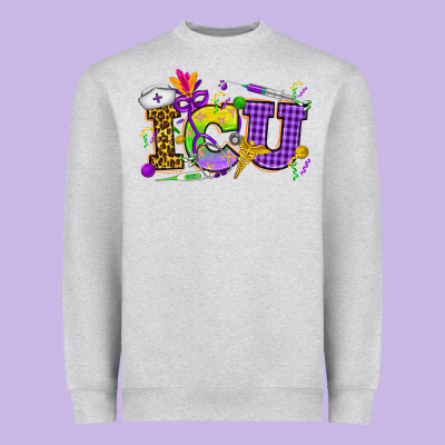Mardi Gras Icu Nurse Heavyweight Sweatshirt Designed By Howdyjamesfarm
