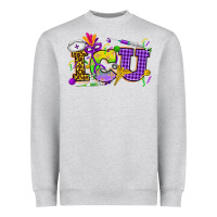 Heather Grey Mardi Gras ICU Nurse Heavyweight Sweatshirt - HowdyJamesFarm