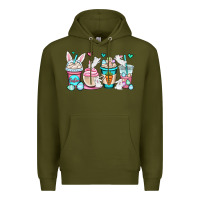 Army Green Easter bunnies coffee cups Premium Hoodie - OliviaCreatesArt