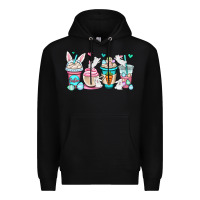 Black Easter bunnies coffee cups Premium Hoodie - OliviaCreatesArt