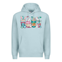 Blue Mist Easter bunnies coffee cups Premium Hoodie - OliviaCreatesArt