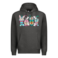 Charcoal Heather Easter bunnies coffee cups Premium Hoodie - OliviaCreatesArt