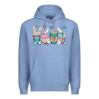 Colony Blue Easter bunnies coffee cups Premium Hoodie - OliviaCreatesArt