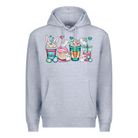 Heather Grey Easter bunnies coffee cups Premium Hoodie - OliviaCreatesArt