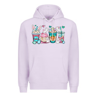 Lilac Easter bunnies coffee cups Premium Hoodie - OliviaCreatesArt