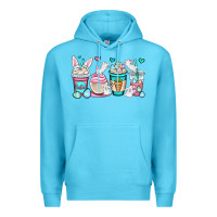Ocean Blue Easter bunnies coffee cups Premium Hoodie - OliviaCreatesArt