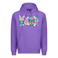 Purple Easter bunnies coffee cups Premium Hoodie - OliviaCreatesArt