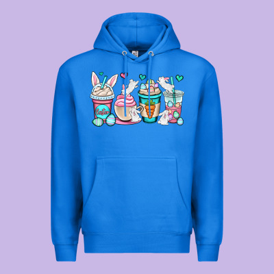 Easter Bunnies Coffee Cups Premium Hoodie Designed By Oliviacreatesart