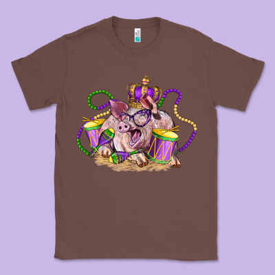 Mardi Gras Pig Classic Tee Designed By Lillyallendesigns