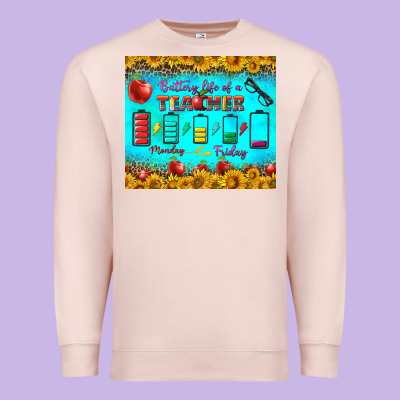 Battery Life Of A Teacher Tumbler Premium Sweatshirt Designed By Bundleandbundleshop