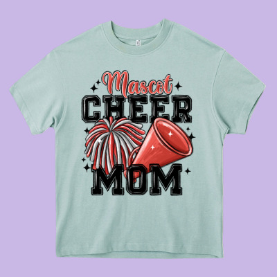 Mascot Cheer Mom Heavy Core Tee Designed By Maliassmallbusiness