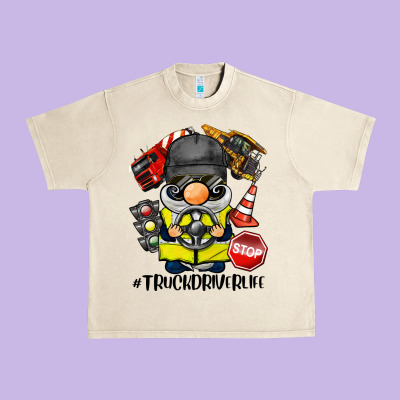 Truck Driver Life Gnome Urban Heavy Tee Designed By Barkaloodesign
