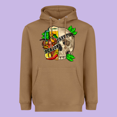 Skull Crawfish Season Heavyweight Hoodie Designed By Fadigitalartstudio