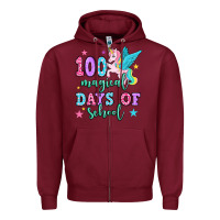Burgundy hundred magical days of school unicorn Zipper Hoodie - OliviaCreatesArt