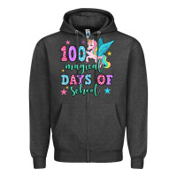 Charcoal Heather hundred magical days of school unicorn Zipper Hoodie - OliviaCreatesArt