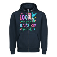 Navy hundred magical days of school unicorn Zipper Hoodie - OliviaCreatesArt