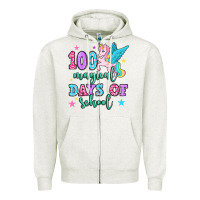 Oatmeal Heather hundred magical days of school unicorn Zipper Hoodie - OliviaCreatesArt