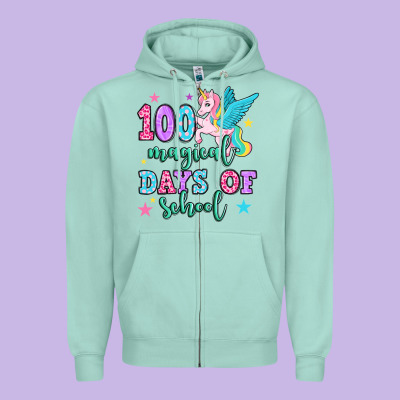 Hundred Magical Days Of School Unicorn Zipper Hoodie Designed By Oliviacreatesart