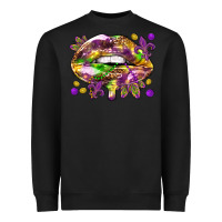 Black Mardi Gras lips Heavyweight Sweatshirt - HowdyJamesFarm