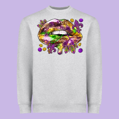 Mardi Gras Lips Heavyweight Sweatshirt Designed By Howdyjamesfarm