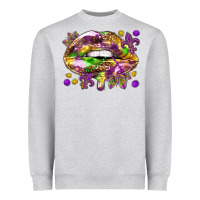 Heather Grey Mardi Gras lips Heavyweight Sweatshirt - HowdyJamesFarm