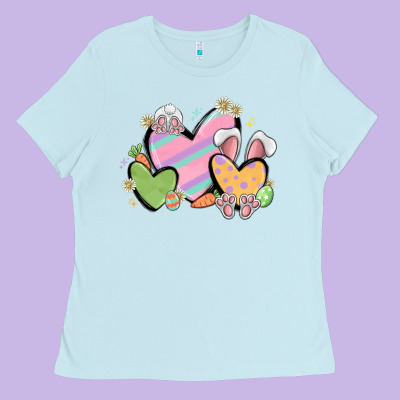Easter Hearts Ladies Tee Designed By Maliassmallbusiness