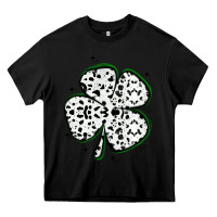 Black four leaf clover dalmatian print grunge Heavy Core Tee - MaliasSmallBusiness