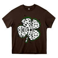 Chocolate Brown four leaf clover dalmatian print grunge Heavy Core Tee - MaliasSmallBusiness