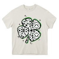 Cream four leaf clover dalmatian print grunge Heavy Core Tee - MaliasSmallBusiness