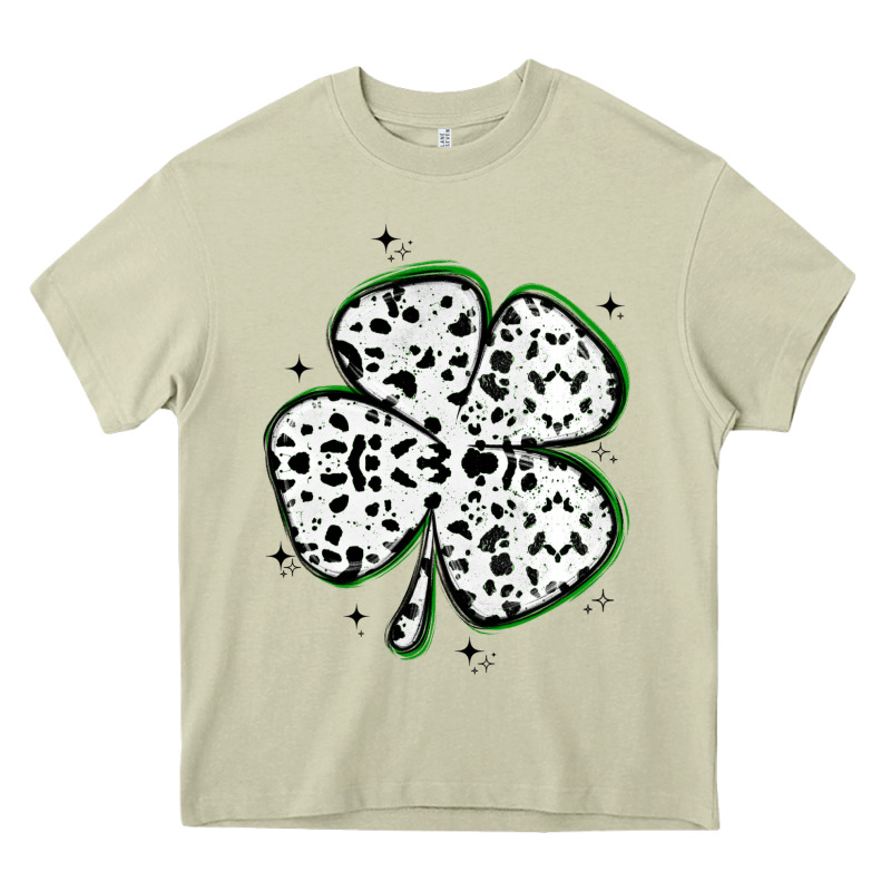 Four Leaf Clover Dalmatian Print Grunge Heavy Core Tee by MaliasSmallBusiness | Teevron