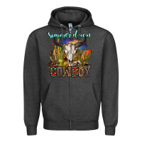 Charcoal Heather simmer down cowboy Zipper Hoodie - OliviaCreatesArt