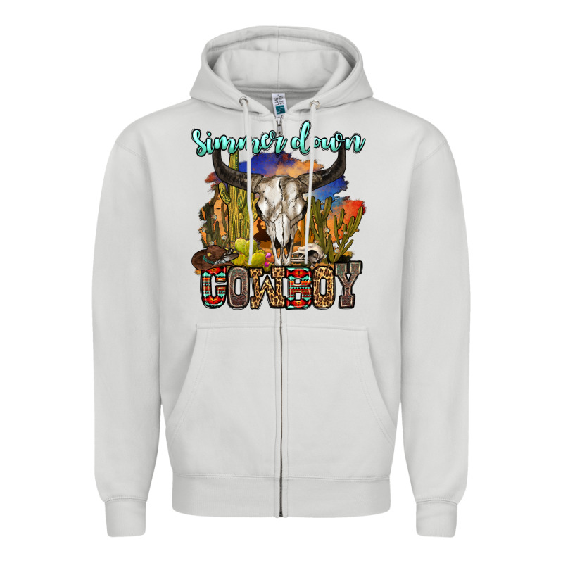 Simmer Down Cowboy Zipper Hoodie by OliviaCreatesArt | Teevron
