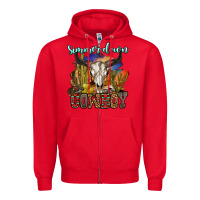 Red simmer down cowboy Zipper Hoodie - OliviaCreatesArt