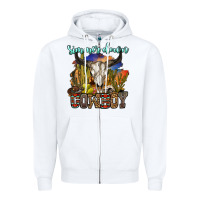 White simmer down cowboy Zipper Hoodie - OliviaCreatesArt