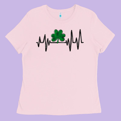 Shamrock Heartbeat Ladies Tee Designed By Maliassmallbusiness